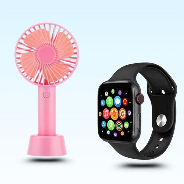 Mini fan and smartwatch combo