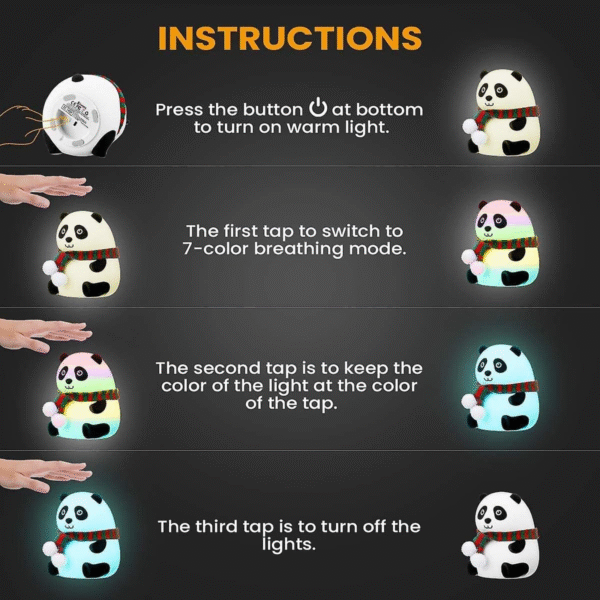 Rechargeable Cute Panda Night Lamp - Image 4